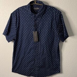 Slate + Stone- Navy Geometric Button-Down Shirt- Size Large